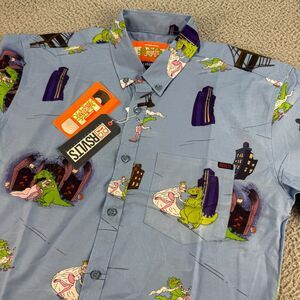 RSVLTS x Nickelodeon Rugrats Reptar on Ice Shirt Mens Large Short Sleeve Blue